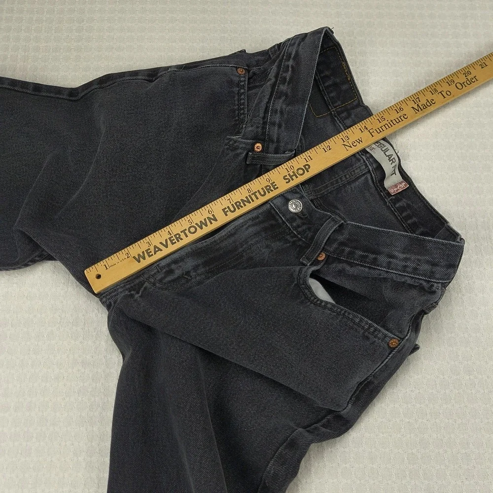 Levis 505 Regular Fit Mens Black Denim Jeans Straight Leg 32x30 100% Cotton‎